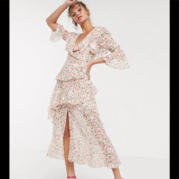 strapless open back dress Rent Asos Design Ruched Bust Cut Out Bias Maxi Dress In Hot Pink